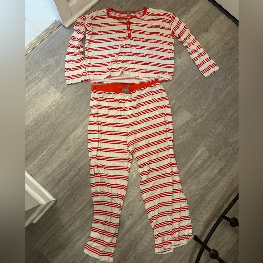 J. Crew Red Striped PJ Set